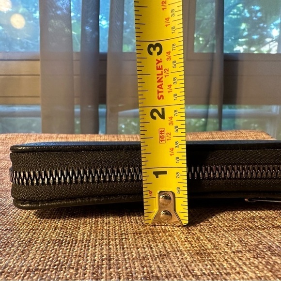 Black 3/4 length Faux Leather Wallet with Zipper - Picture 8 of 8